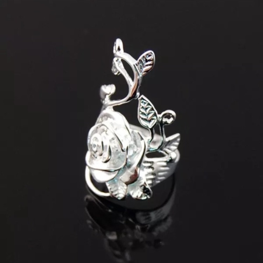 Rose Sterling Silver Filled Plated Filigree Statement Ring